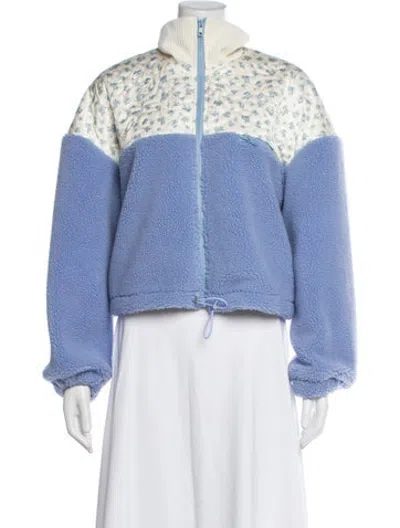 Pre-owned For Love & Lemons Floral Print Jacket In Blue