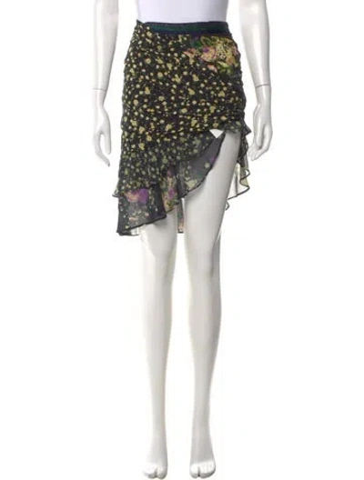 Pre-owned For Love & Lemons Floral Print Knee-length Skirt In Black
