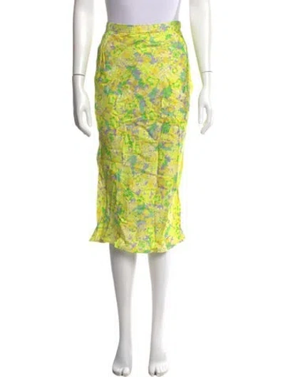 Pre-owned For Love & Lemons Floral Print Knee-length Skirt In Yellow