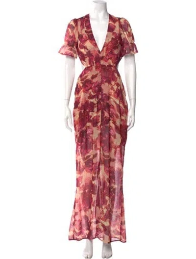Pre-owned For Love & Lemons Floral Print Long Dress
