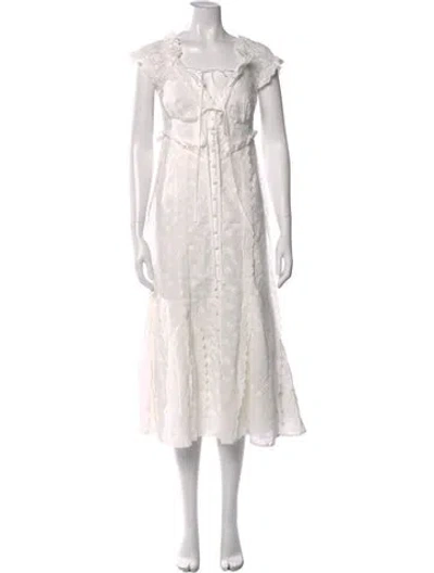 Pre-owned For Love & Lemons Floral Print Long Dress In Neutral