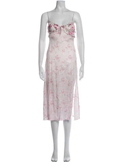 Pre-owned For Love & Lemons Floral Print Long Dress In Pink