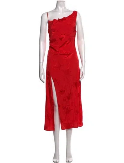 Pre-owned For Love & Lemons Floral Print Long Dress In Red