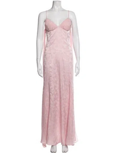 Pre-owned For Love & Lemons Floral Print Long Dress W/ Tags In Pink