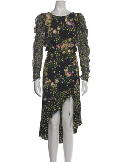 Pre-owned For Love & Lemons Floral Print Midi Length Dress In Black