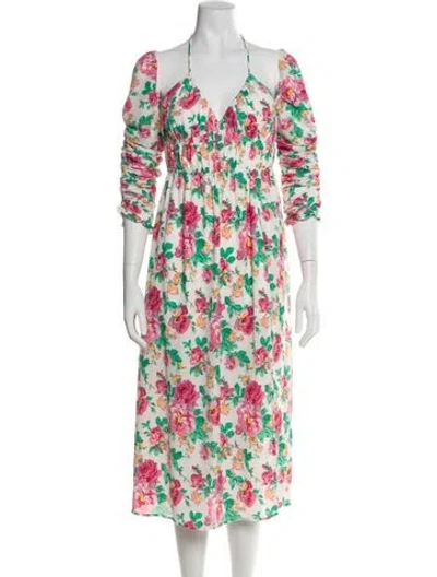 Pre-owned For Love & Lemons Floral Print Midi Length Dress In Multi