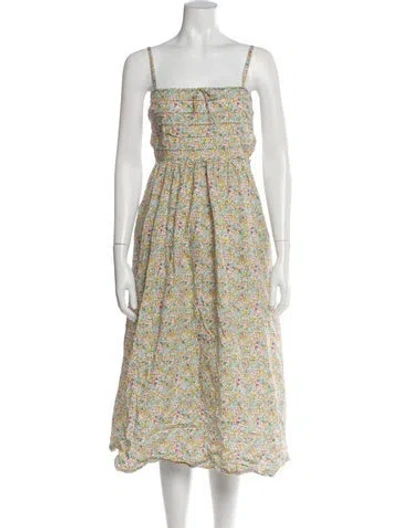 Pre-owned For Love & Lemons Floral Print Midi Length Dress In Neutral