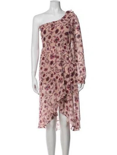 Pre-owned For Love & Lemons Floral Print Midi Length Dress In Pink