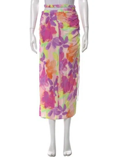 Pre-owned For Love & Lemons Floral Print Midi Length Skirt In Multi