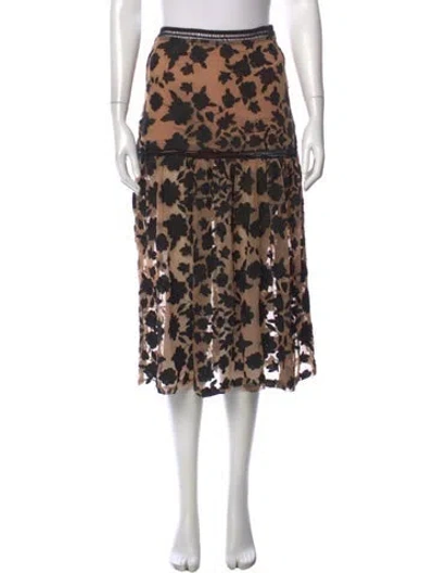 Pre-owned For Love & Lemons Floral Print Midi Length Skirt In Neutral