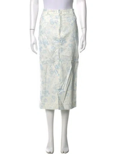Pre-owned For Love & Lemons Floral Print Midi Length Skirt In Neutral