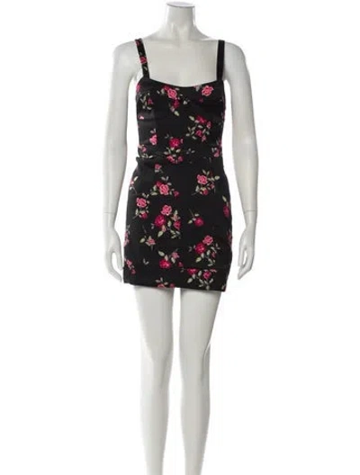 Pre-owned For Love & Lemons Floral Print Mini Dress In Black