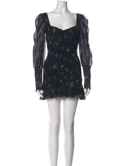 Pre-owned For Love & Lemons Floral Print Mini Dress In Black