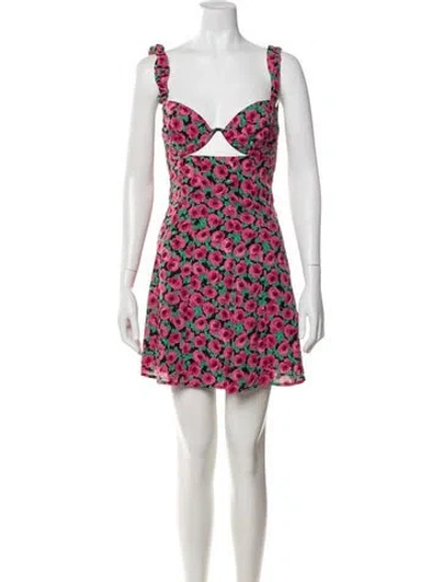 Pre-owned For Love & Lemons Floral Print Mini Dress In Black