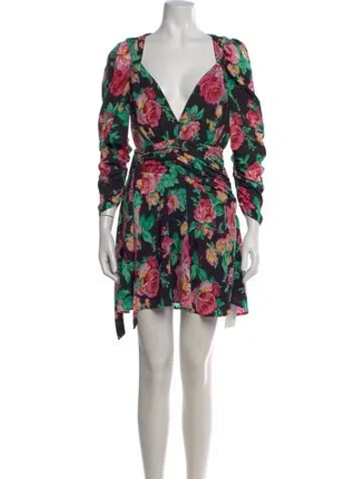 Pre-owned For Love & Lemons Floral Print Mini Dress In Black