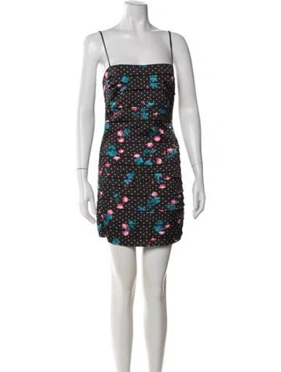 Pre-owned For Love & Lemons Floral Print Mini Dress In Black