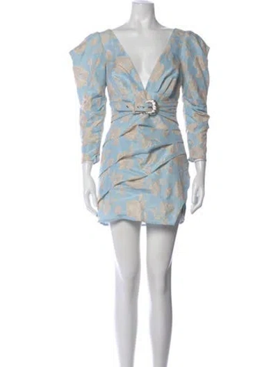 Pre-owned For Love & Lemons Floral Print Mini Dress In Blue