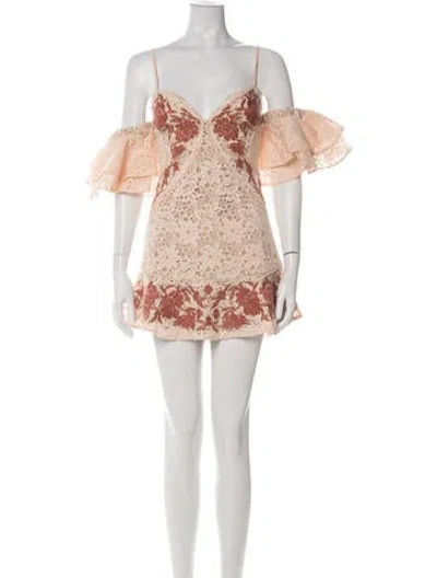 Pre-owned For Love & Lemons Floral Print Mini Dress In Green