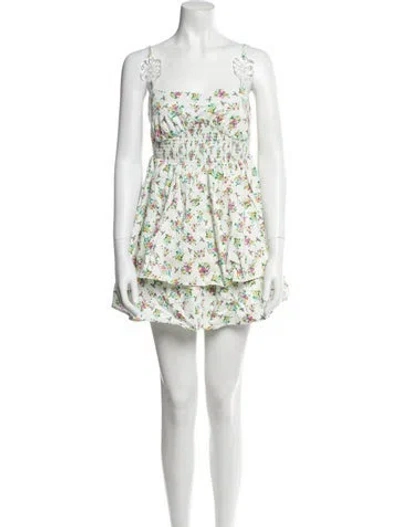 Pre-owned For Love & Lemons Floral Print Mini Dress In Multi