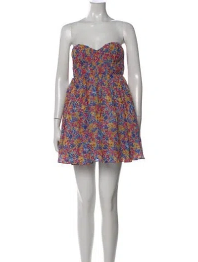Pre-owned For Love & Lemons Floral Print Mini Dress In Multi