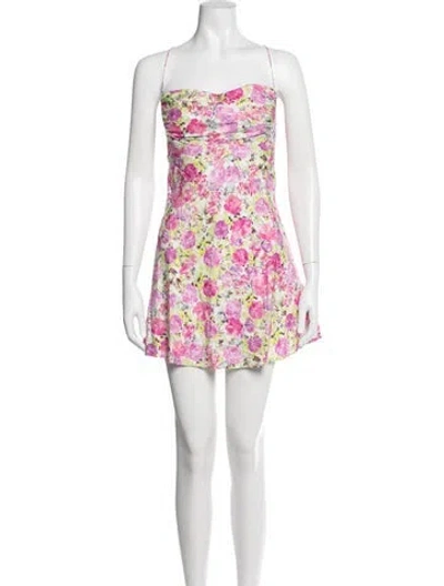 Pre-owned For Love & Lemons Floral Print Mini Dress In Multi