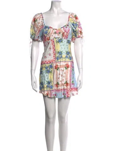 Pre-owned For Love & Lemons Floral Print Mini Dress In Multi