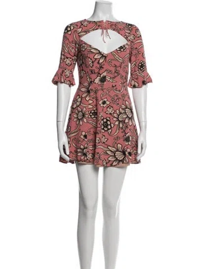 Pre-owned For Love & Lemons Floral Print Mini Dress In Multicolor