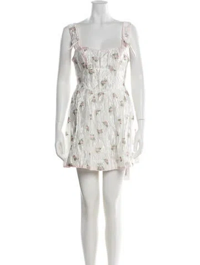 Pre-owned For Love & Lemons Floral Print Mini Dress In Neutral