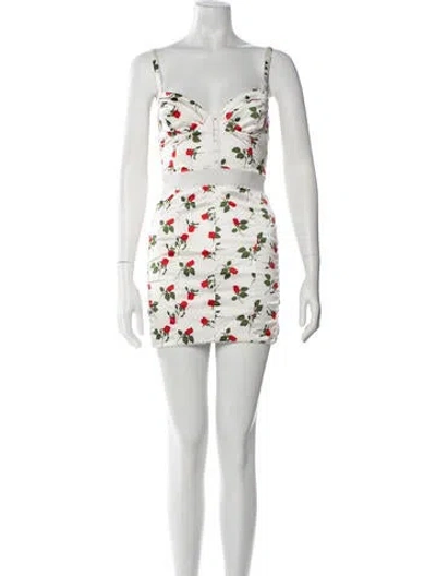 Pre-owned For Love & Lemons Floral Print Mini Dress In Neutral