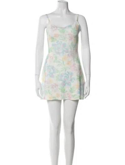 Pre-owned For Love & Lemons Floral Print Mini Dress In Neutral
