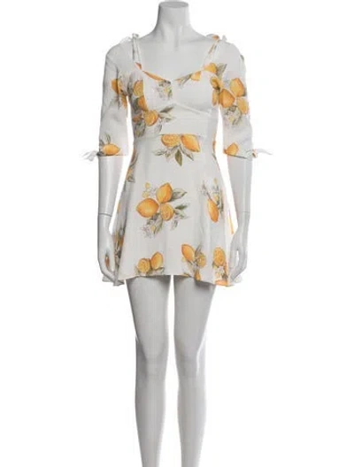 Pre-owned For Love & Lemons Floral Print Mini Dress In Neutral