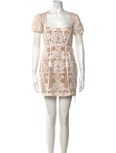Pre-owned For Love & Lemons Floral Print Mini Dress In Neutral