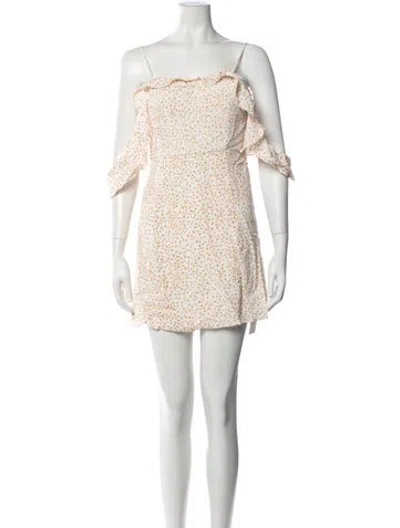 Pre-owned For Love & Lemons Floral Print Mini Dress In Neutrals