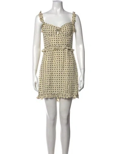 Pre-owned For Love & Lemons Floral Print Mini Dress In Neutrals