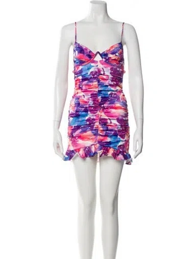 Pre-owned For Love & Lemons Floral Print Mini Dress In Pink