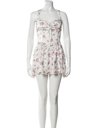 Pre-owned For Love & Lemons Floral Print Mini Dress In Pink
