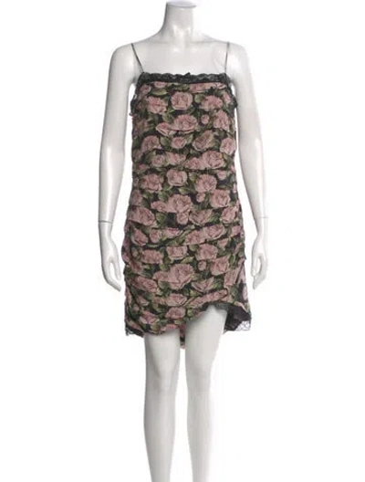 Pre-owned For Love & Lemons Floral Print Mini Dress In Pink