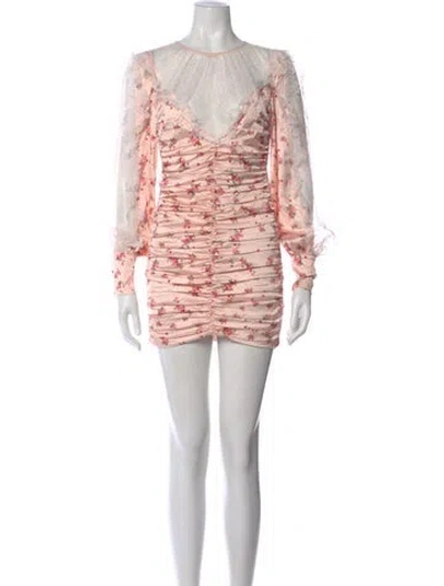 Pre-owned For Love & Lemons Floral Print Mini Dress In Pink