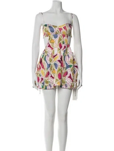 Pre-owned For Love & Lemons Floral Print Mini Dress In Pink