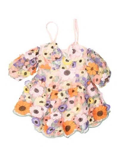 Pre-owned For Love & Lemons Floral Print Mini Dress In Pink