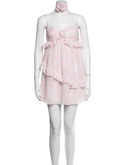 Pre-owned For Love & Lemons Floral Print Mini Dress In Pink