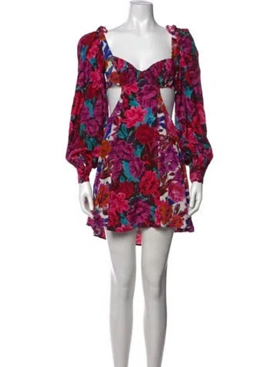 Pre-owned For Love & Lemons Floral Print Mini Dress In Pink