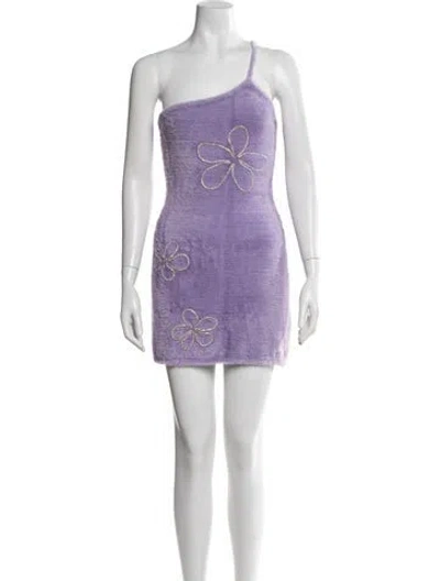 Pre-owned For Love & Lemons Floral Print Mini Dress In Purple