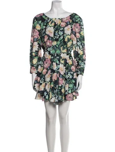 Pre-owned For Love & Lemons Floral Print Mini Dress W/ Tags In Blue