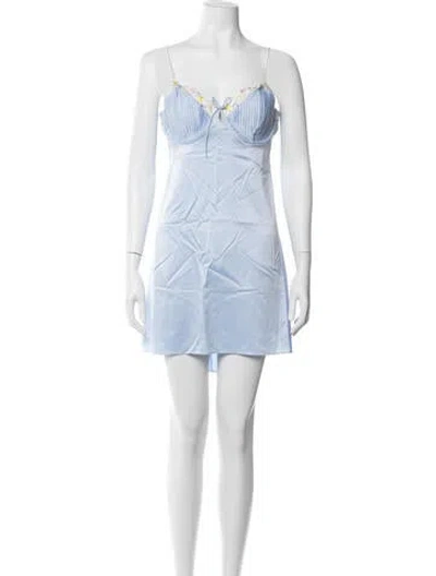 Pre-owned For Love & Lemons Floral Print Mini Dress W/ Tags In Blue