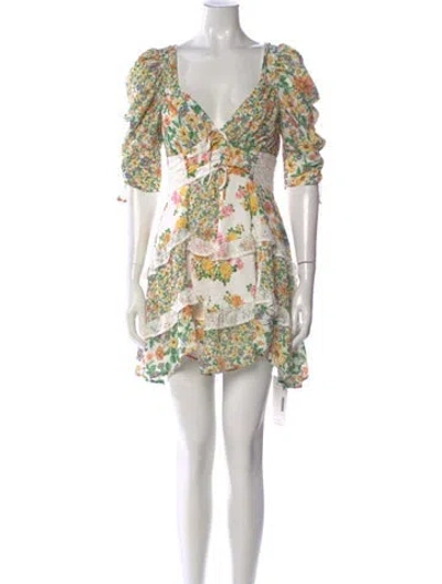 Pre-owned For Love & Lemons Floral Print Mini Dress W/ Tags In Multi