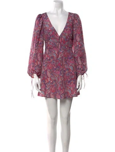 Pre-owned For Love & Lemons Floral Print Mini Dress W/ Tags In Pink