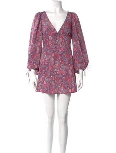 Pre-owned For Love & Lemons Floral Print Mini Dress W/ Tags In Pink