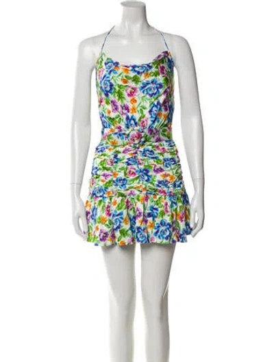 Pre-owned For Love & Lemons Floral Print Mini Dress W/ Tags In Pink
