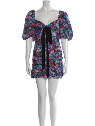 Pre-owned For Love & Lemons Floral Print Mini Dress W/ Tags In Pink